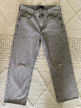 GAP Women's 90s Loose Gray Distressed Straight-Leg Jeans